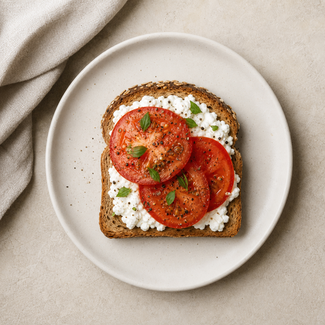 Cottage Cheese and Tomato Toast with Herbs