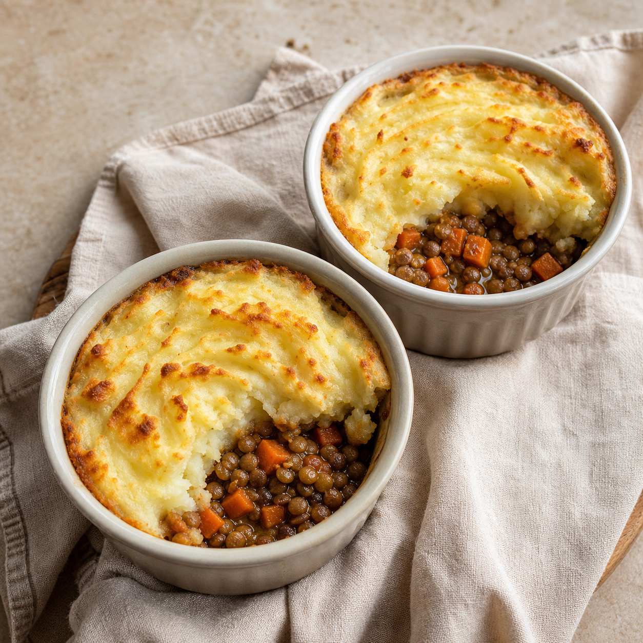 Individual Lentil Cottage Pie Cups