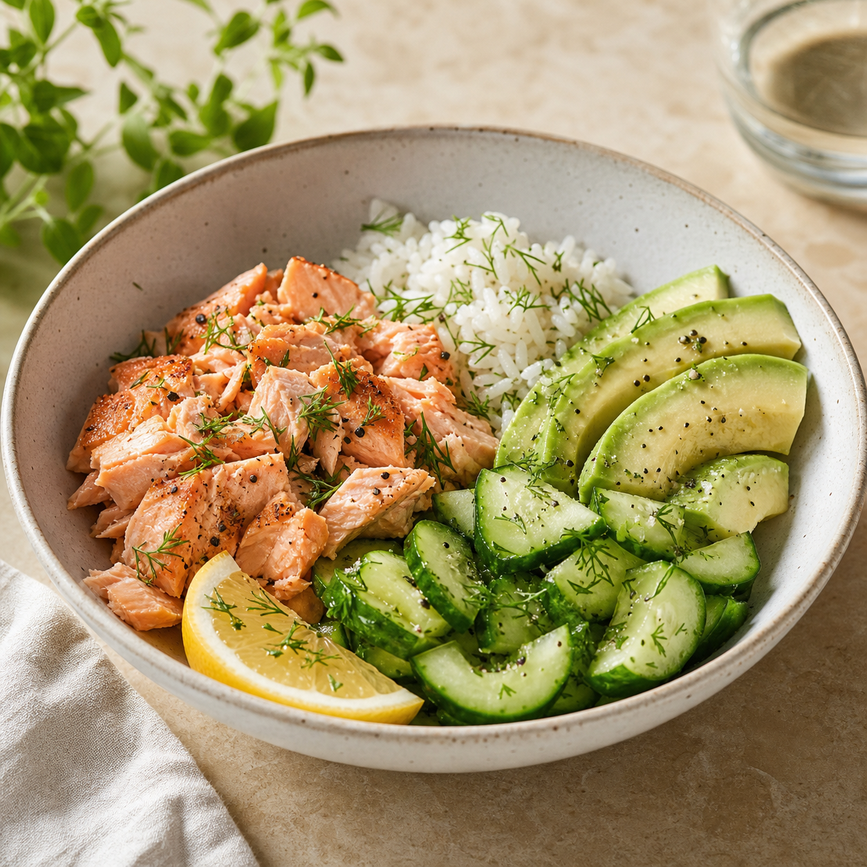 Salmon and Avocado Bowl for GLP-1 Lunches