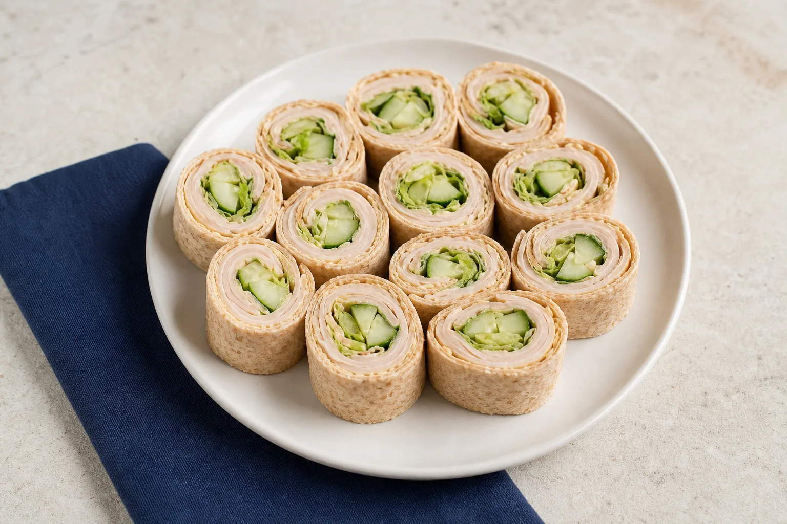 Turkey Hummus Pinwheels with Cucumber